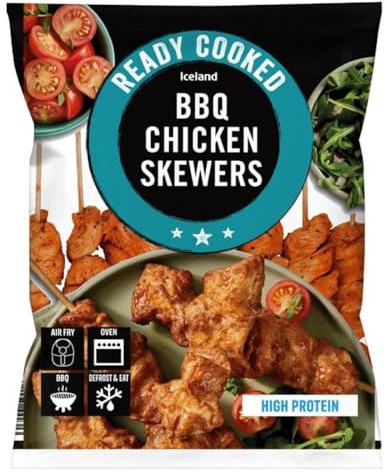 Iceland Ready Cooked BBQ Chicken Skewers 340g (Frozen)