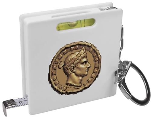 'Pixel Art Roman Coin' Keyring Tape Measure/Spirit Level Tool (KM00034611)