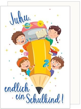 Edition Seidel Premium Glückwunschkarte zur Einschulung mit Umschlag. Einschulungskarte Grußkarte Karte zum Schulanfang Schuleinführung Schulstart Spruch Mädchen Junge 1. Klasse (ES143 SW024)