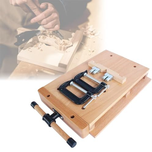 WORDFUN Tragbare Hobelbank, Holzwerkbank, Hobelbank Schraubstöcken Arbeitstisch, Werktisch Aus Buchenholz, Einstellbar Hartholz Werkbank, Werkstatt Werkstatttisch, Klemmen Hobeln