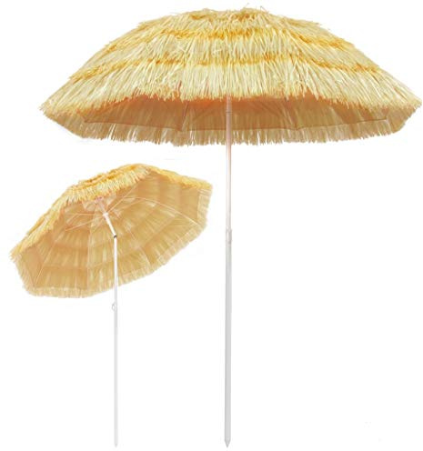Kavolet Sonnenschirm Hawaii, Strandschirm Ø 180cm, Gartenschirm Balkonschirm Strohschirm mit 8 Rippen, Terrassenschirm leicht, Neigbar Höhenverstellbar für Strand Terrasse Garten Pool Balkon