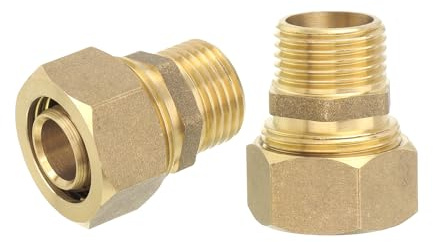 QUARKZMAN 2 st Mässing Kompressionsrör Rörkoppling 20mm Slang OD x G1/2 Hane Rak Anslutning Koppling Adapter Kopplingar