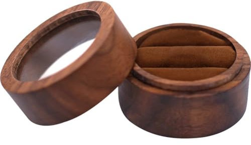 Sanfly Runde Holz-Ring-Box, Retro-schmuckschatulle, Liebhaber-Ring-Display-Box, Verlobung, Hochzeit, Paare, Ring-aufbewahrungshalter Für Heiratsantrag