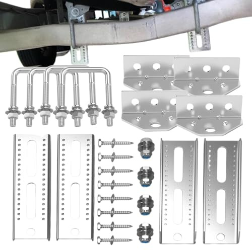 Boat Bunk Brackets, 4 x Boat Trailer Bunks, 8 Inch Galvanised Swivel Top Bracket Kit, Boat Trailer Accessories and Parts, Hardware for Boat Trailer Crossmember, Galvanized Bunk Brackets for Trailers