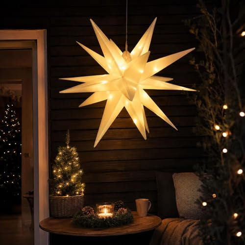 XXL 3D LED Stern zum Hängen Weihnachtsbeleuchtung Weihnachtsstern DIA 100cm Außen IP44