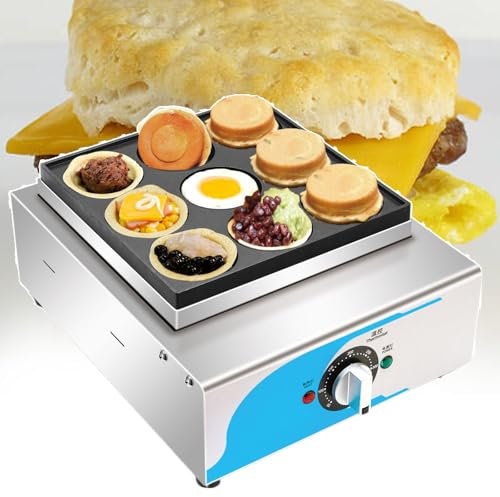 WEIMILOR Electric Donut Maker,9PCS 80mm Commercial Electric Doughnut Donut Machine,9 Holes Double-Sided Heating Donut Maker,Non-stick Doughnut Machine for Restaurant & Home Use