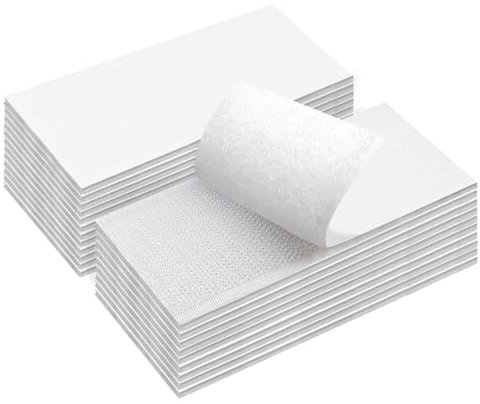 QILIMA 20 Pcs 5x10cm Double-Side Reclosable Hook Loop Strips Tape, Self Adhesive Hook and Loop Tapes,Indoor Outdoor Use for Holds Picture Frame and Tools
