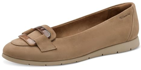 Tamaris Damen Klassische Ballerinas, Frauen Flats,TOUCHit-Fußbett,Pumps,Halbschuhe,Sommerschuhe,Slipper,Ballerina-Schuhe,flach,BEIGE,38 EU