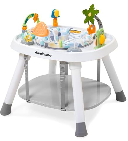 Aibeirbaby Baby-Aktivitätszentrum/Spieltisch | 3-stufiger Wachstumsstationärer Steh-Tisch für Kleinkinder | Bauchlage, Exersaucer, Spring- & Wippgeräte | Unverzichtbar für Babys ab 6 Monaten
