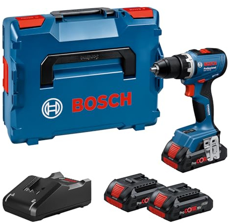 Bosch Professional 18V System sladdlös borrskruvdragare GSR 18V-65 (borstlös motor, huvudlängd 166, inkl. 3x ProCORE18V 4.0Ah, L-BOXX)