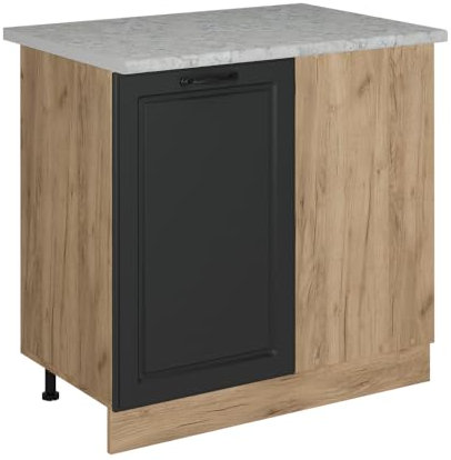 Vicco Eckunterschrank R-Line, Küchen Eckschrank, Anthrazit Landhaus, 86 cm AP Marmor