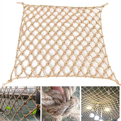 Red decorativa de yute para jardín y fitness, cuerda de cáñamo duradera, 2 x 4 m, decoración de pared, ideal para agrupar y terrazas, cordel de yute ecológico