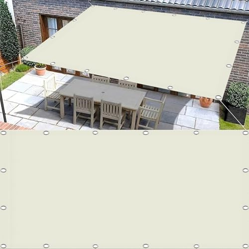 Sonnensegel Wasserdicht 2.5 x 3.5 m Sonnenschutz Schattenspender UV Schutz Polyester Wasserabweisend mit Befestigungsseilen für Camping Patio Schwimmbad, cremefarben