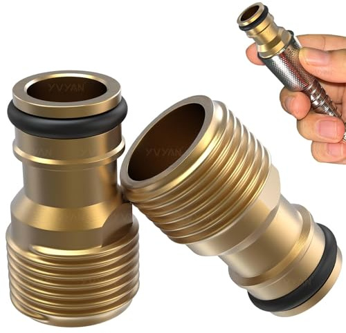 Yvyan G1/2 adattatore per rubinetto, 2 pezzi, G1/2 pollici, filettatura esterna, raccordo per tubo da giardino, attacco rapido