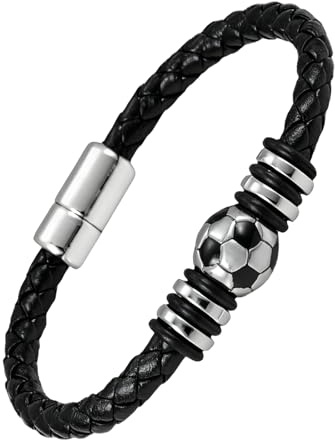 LIUYIDM Armbandslängd 14 cm, fotbollsarmband skolbarn 2025 pojke, fotbollspresenter för pojkar, läderarmband män, skolväska fyllning mamma present