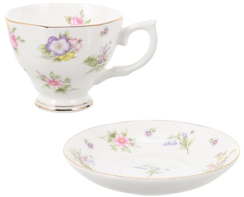 MUCKLILY Tazza e Piattino in Bone China per Tè e Caffè Design Elegante con Ampia Bocca Multiuso per Latte Tè Aromatico e Bevande Facile da Pulire