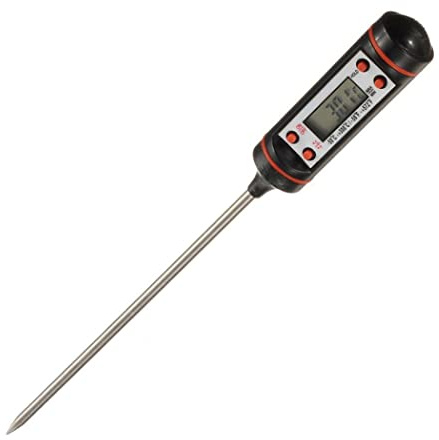 Termometro da Cucina, Termometro Digitale per Alimenti con Sonda Lunga in Acciaio Inossidabile, Schermo LCD per Lettura Istantanea, Impermeabile e Calibrazione per Cucina, Grigliate, Barbecue, Prep