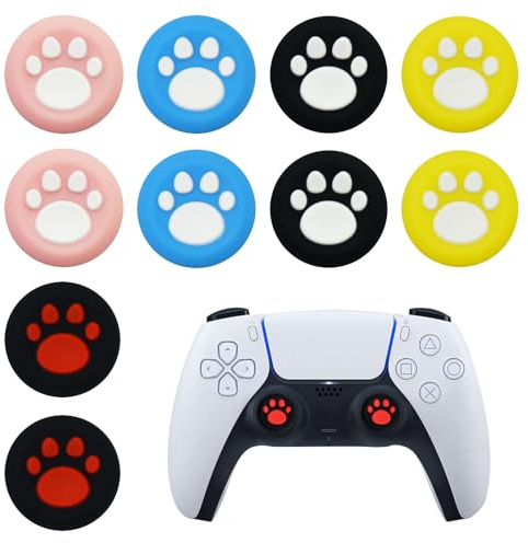 10 PCS Multicolor Thumb Grips, Cat Paw Silicone PS4/PS5 Controller Accessories, Anti-Slip Joystick Grips for Gaming Precision, Easy Install & Remove Thumbstick Covers for Enhanced Control & Comfort