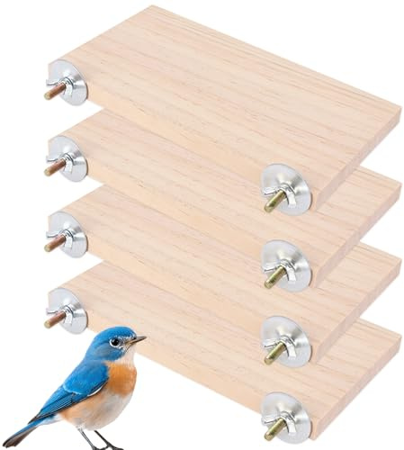 4 Stück Holz Plattform, Rechteckig Sprungbrett Sitzbretter Vogel Sitzstangen für Wellensittiche Plattform für Haustiere Kleine Tiere Ratten Hamster Papagei