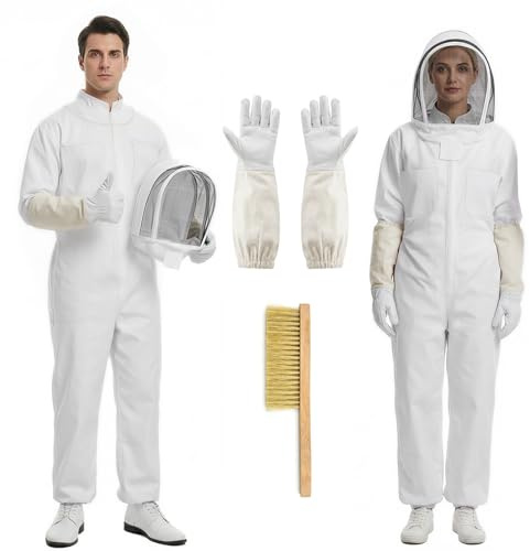 Tuta da apicoltura per apicoltore, tuta protettiva per tutto il corpo, con velo, cappuccio, guanti, protezione per apiari per il giardino e gli apiari (XL)