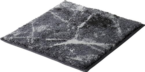 Erwin Müller WC-Vorlage ohne Ausschnitt, rutschhemmend Marmor grau Größe 50x50 cm - sehr saugfähig, schnelltrocknend, für Fußbodenheizung geeignet