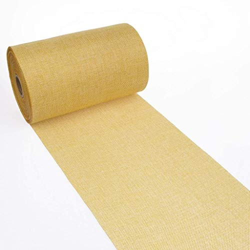 DEKO AS Shabby Chic Leinenoptik Tischläufer, Polyester geruchsneutral, Sonnengelb, 20 cm x 5 m