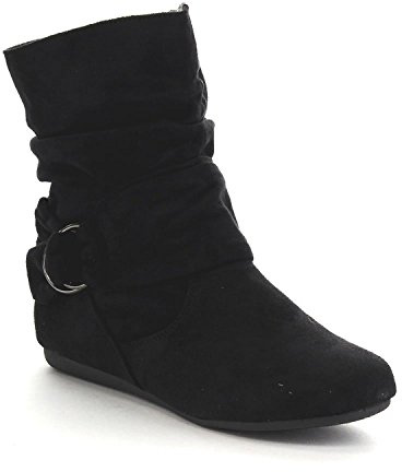 Beston Forever Selena-58 Women's Fashion Mid Calf Flat Heel Side Zipper Slouch Boots Black 10