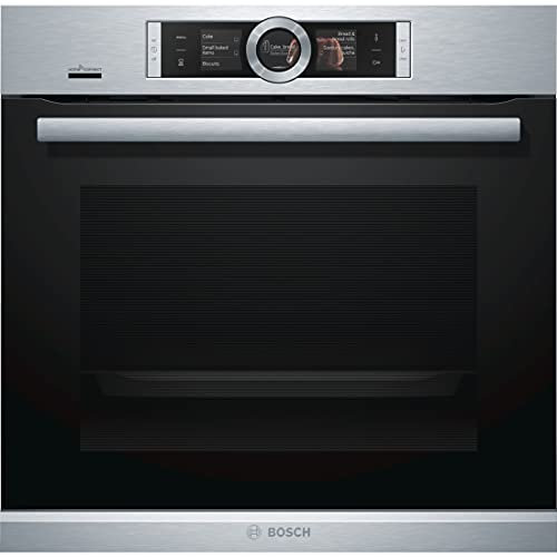 Bosch HBG676ES6 Serie 8 Smarter Einbau-Backofen, 60 x 60cm, Made in Germany, Pyrolyse Selbstreinigung, Bosch Assist Backeinstellung auf Knopfdruck, PerfectBake Backsensor, PerfectRoast Bratthermometer