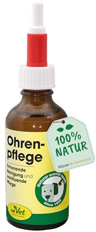 cdVet Naturprodukte Ohrenpflege für Hunde 50 ml - Natürliche Reinigung & Pflege des Gehörgangs inkl. Teebaumöl
