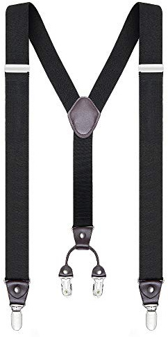 Buyless Fashion Suspenders for Men - 48 Elastic Adjustable Straps 1 1/4 - Y Shape - 5103-Black