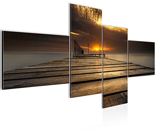Runa Art Wandbilder Set XXL Sonnenuntergang Schlafzimmer Wohnzimmer Braun 4 Teilig - Made in Germany - 020245a
