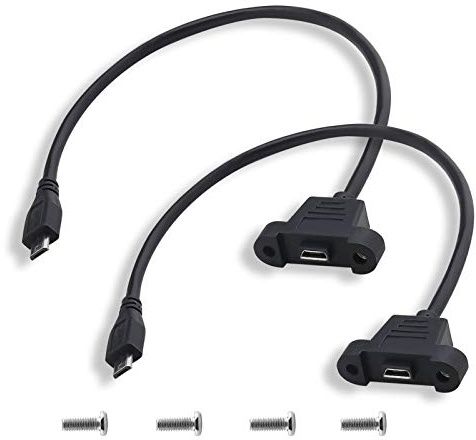 Create idea 2 Pcs Micro USB 2.0 5 Pin Male To Female Extention Cable 0.3M/1Ft With Panel Mount Hole Including Mounting Screws For Transfering Data With Computer
