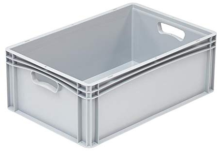 Allpax Euronorm Stapelbehälter Industrie (grau) - 600 x 400 x 220 mm - Handgriffe offen - 44,2 Liter - stapelbar, recyclebar - Verschiedene Ausführungen und Größen