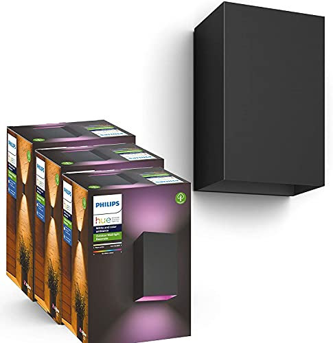 Philips Hue – Resonate Wandleuchte, 3er-Pack, Schwarz, WACA, 2x8W