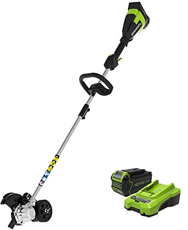 Greenworks 40V 8 Brushless Cordless Edger with 4.0Ah Battery & Charger – Tool-Less Depth Adjustment, Lightweight Lawn Edging Tool, 3-Year Warranty