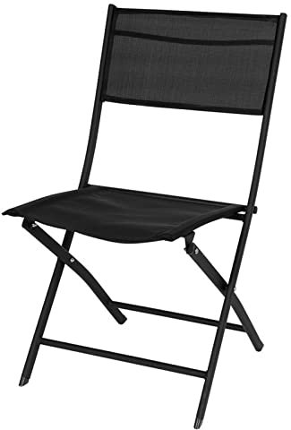 Spetebo Balkon Klappstuhl in schwarz - 83 x 55 cm - Faltbarer Gartenstuhl aus Stahl und Textil - Klapp Camping Garten Balkon Terrasse Stuhl faltbar Texteline Bespannung