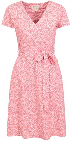 Mountain Warehouse Santorini Womens Jersey Wrap Dress - Lightweight Ladies Dress, UV Protection, Cosy - Best for Travelling, Holidays, Picnics & Outdoors Coral 18