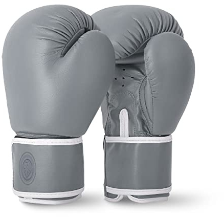 Lions Boxing Gloves - Premium Faux Leather, Pro Sparring Training Muay Thai Gloves, MMA Punching Kickboxing Bag Focus Mitts Fighting Training Workout for Men Women (CLASSIC GREY, 6OZ)