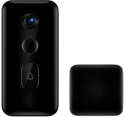 Xiaomi Smart Doorbell 3 - Timbre con monitoreo en tiempo real, 2K, diagonal 180, 4 sensores infrarrojos, detección de movimiento con IA, batería de 5200 mAh, Negro