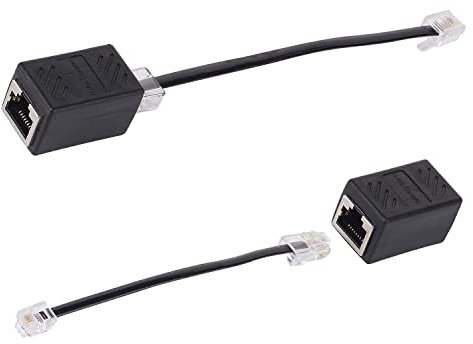 2 pezzi Black RJ45 Network Splitter Cable,Rj45 Female to Rj11 Male Adapter,Ethernet RJ45 8P8C to Phone Cord Line RJ11 6P4C Converter