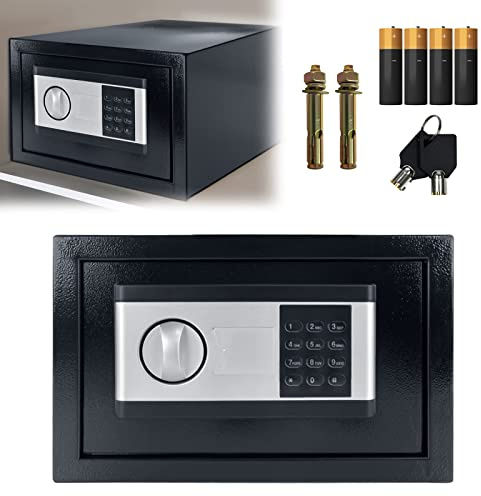 LZQ Elektronischer Safe Tresor Möbeltresor mit zahlenschloss und 2 Notschlüssel |Wandmontage möglich | Schlüsseltresor |12L 31×20×20 Schwarz
