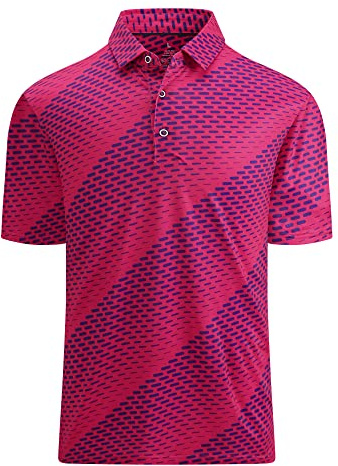 Alex Vando Herren Poloshirt Feuchtigkeitsableitend Kurzarm Atmungsaktiv Druck Golf Polo Shirt Schnelltrocknend Männer Polohemd, Blue roundrect, M