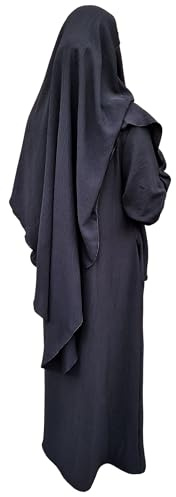 Yaqeen Abaya + Khimar Diamant-Dreieckschliff-Set, langer Hijab Muslimah Schal, Jilbab muslimisches Maxikleid, Gebetskleid
