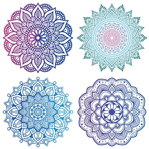 GORGECRAFT 4 Styles Mandala Window Clings Non Adhesive Static Flower of Life Sliding Door Sticker Waterproof Spring Window Film Prevent Birds from Hitting Bedroom Bathroom Decals Home Decorations