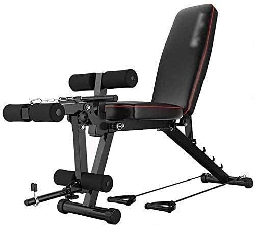 Hantelbank, verstellbare Hantelbank, Heimtraining, Fitnessstudio, Hantelbank, Hantelbank, verstellbare Krafttrainingsbank mit Kordelzug und Liegestützen für Fitnessgeräte für Herren