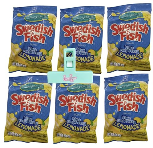 Swedish Fish Blue Raspberry Lemonade Gummies 226,8 g sacchetto Bulk 1,360 g Esclusivo con Candyya Clip (confezione da 6)
