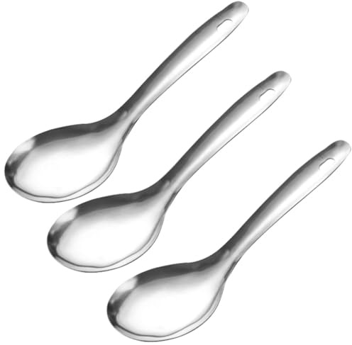 Kichvoe 3 Pièces Cuillère À Riz En Acier Inoxydable Grande Cuillère De Service Pour Riz Ustensile De Cuisine Léger Avec Poignée Ergonomique Pour Cuisine Familiale Et Pique-
