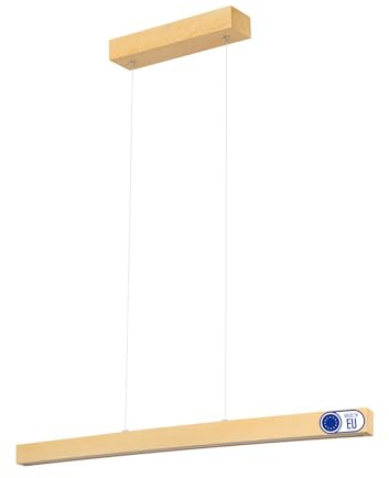alfalux Hängelampe Hängeleuchte - Deckenlampe aus Holz - Pendelleuchte - LED Lampe - Dimmbar - Warmweiß - 80 cm DIMLED80KB-3K-ESCHE