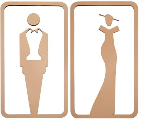 GORGECRAFT 2PCS Toilet Door Sign Restroom Identification Signs for Ladies and Gentlemen Male and Female Washroom WC Sign No Drilling Self Adhesive Wall Stickers Symbol for Business Restaurant, Gold