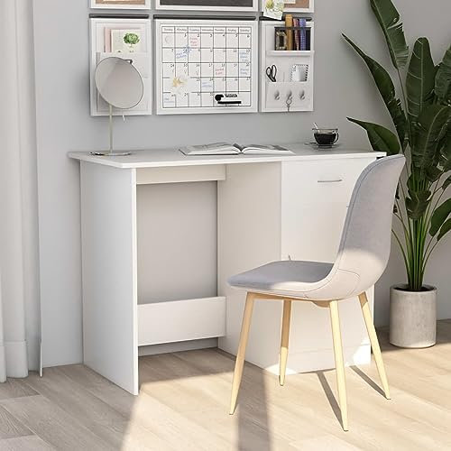 TANZEM Schreibtisch Weiß 100×50×76 cm Holzwerkstoff, Gaming Tisch, Computertisch, Computer Desk, Office Table, Bürotisch, Arbeitstisch, Nähtisch, Pc Tisch - 801080